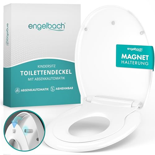 Engelbach® Toilettendeckel mit Kindersitz und Absenkautomatik (Einfache Montage) Familien Toilettensitz mit Quick-Release-Funktion | WC Sitz, Klodeckel mit Kindereinsatz und Magnethalterung