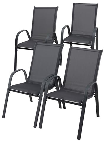 Ondis24 Gartenstuhl Stapelstuhl Manor Set anthrazit (4)