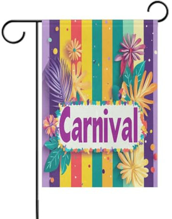 Banderas de oración de Carnaval de Mardi Gras, color morado y verde, para exteriores, decoración de patio, 12 x 18 pulgadas, doble cara