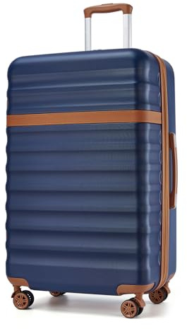 Kono Expandable 28 Inch Large Checked Luggage: ABS+PC Hardside Trolley Travel Case Hard Shell Suitcase with TSA Lock,Navy