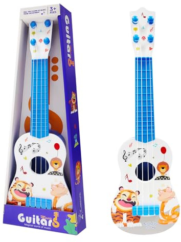 JurciCat 42cm Chitarra per Bambini con 4 Corde Regolabili Ukulele per Bambini Principianti Ragazzi Ragazze