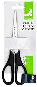 Q-Connect Ergonomic All-Purpose Scissors 170mm Stainless Steel Blades Black Handle CKF01228