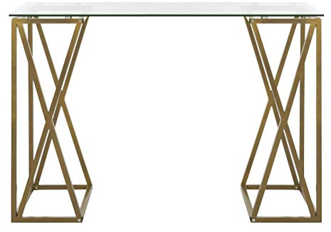 Safavieh Home Office Theresa Modern Gold Glass Top Desk