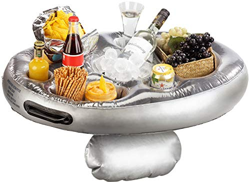 infactory Getränkehalter: Schwimmender 2in1-Getränke- und Snackhalter, aufblasbar, 70 x 50 cm (Schwimmtablett Pool, Pool Bar, Flaschenhalter)