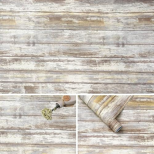 Arthome Pellicola Adesiva per mobili Rustico Legno, 60cmx5m Grigio Carta da Parati, vinile Decorativo per armadietti, mobili cucina, rimovibile, Rivestimento murale vintage a grana irregolare