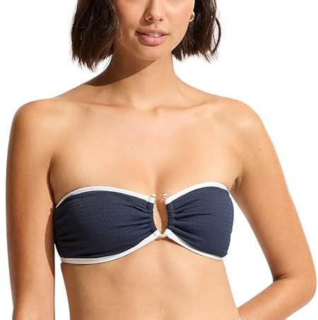 Seafolly Damen Ring Front Bandeau Bikini Top Badeanzug, Beach Bound True Navy, 4