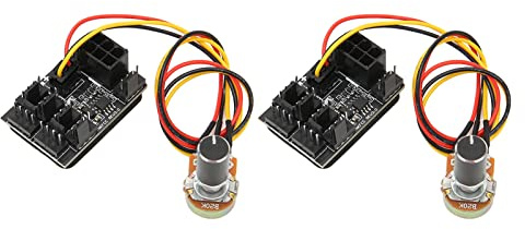 2 St PC, 4-stifts Fläktadapter PWM-väska 4-stifts Fläkt Controller 3 Potentiometer Kylnav 8-vägs Splitter 12V Hastighet