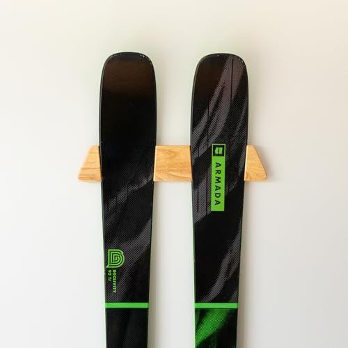 StoreYourBoard Minimalistiskt träskidställ, väggmonterad displayhållare, massivt trä rymmer 22,7 kg