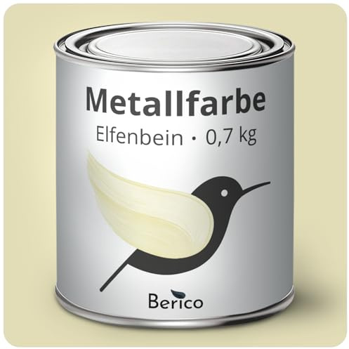 Berico Metallfarbe - Elfenbein Beige Sand - 0,7 Kg - 4in1 Premium Metallschutzlack - Direkt auf Rost - Für Stahl, Zink, Aluminium, Kupfer und Eisen