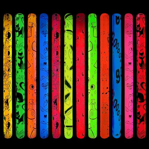 Lot de 12 Bâtons Lumineux Fluorescents, Bâtons Lumineux pour Enfants, Bâtons Lumineux à Craquer pour Halloween, Bracelet Fluorescent Lumineux, Bâtons Lumineux à Craquer pour Halloween Fête, Deco Fluo