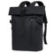 Ruschen RollTop Rucksack Herren Damen, Laptop-Rucksack Fahrradrucksack Schulrucksack Tagesrucksack Reiserucksack Daypack mit 15,6 Zoll Laptopfach, Schwarz
