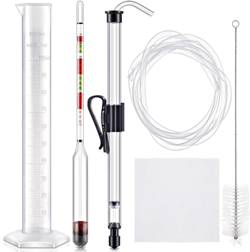 Teenyyou Auto Siphon Mini and Triple Scale Hydrometer, 6 Feet of Food Safe Tubing & Clamp and Plastic Test Jar, Brix and Gravity Test Kit for Wine, Home Brewing, Winemaking Kit, Liquid Transfer