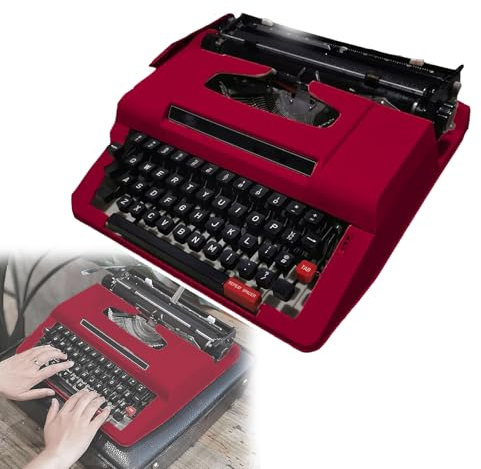 HEGGMKK Kreative Mechanische Schreibmaschine, Vintage-Schreibmaschine Mit Manueller Schreibmaschine, Tragbares Rotes Gehäuse, Einfach Zu Bedienen, Für Notizen Oder Briefe,A