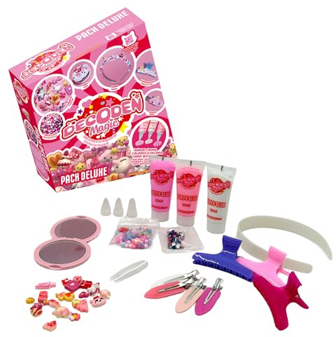 Bizak Decoden Magic Deluxe, Pack para diseñar infinito, Crema Falsa Batida, Buttercream para decorar, abalorios, cuentas y accesorios de pelo y espejo, +4 años, (64484131)