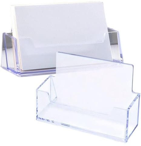 Bulivora Business Card Holder Stand – Sleek Desktop Organizer for Office or Reception, Holds 50 Cards, Durable Clear Acrylic Display for Professional Presentation