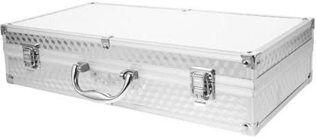 Sosoport Maletín de Metal Diseño Elegante y Resistente para Micrófono Inalámbrico de Mano 2 Ranuras Estuche Portátil Absorción de Impactos y Protección Acolchada