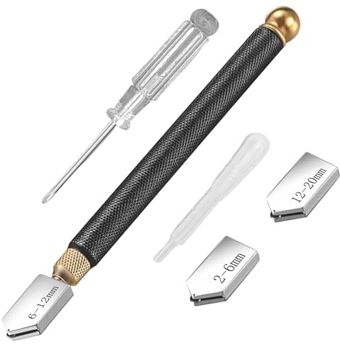 Cortador de vidrio de 2 mm a 20 mm, herramienta de corte de vidrio mejorada, punta de carburo con lubricación automática tipo lápiz para cortar vidrio, azulejos, espejos y mosaicos sin esfuerzo.