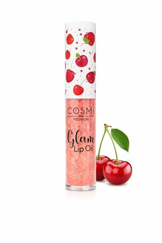 COSMI Premium – Glam Lip Oil | Olio Labbra Idratante 9ml | Con Aloe Vera e Olio di Ricino | Made in Italy | 4 Profumazioni Fruttate (ciliegia)