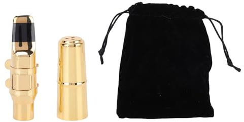 CHICIRIS Alto Saxofón Boquilla Conjunto C-6 de Oro Liso Gold de Saxo Alto con Tapa y Ligadura