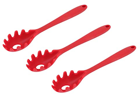 MAJONMMERD Spaghettisked Av Silikon, Pastasked Av Livsmedelskvalitet, 3 St 11,2 X 2,4 Tum Värmebeständig Nonstick Säker i Diskmaskin Köksredskap för Matlagning och Servering Pasta (Röd)