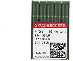 Groz-Beckert 10er Packung Nähnadeln (Ganzes Sortiment) (Auswahl) (134-35 LR|Rundkolben und Schneidspitze|Nm. 120/19)
