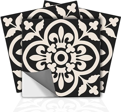 Bleucoin Encaustic Peel and Stick Tile Stickers for Kitchen Backsplash Bathroom- Waterproof Removable Eco Friendly Decals, DIY Vinyl Murals Pack of 24 pcs (4x4 Inch)
