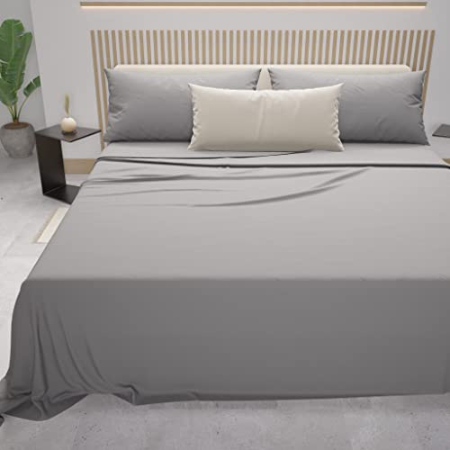 PETTI Artigiani Italiani - Set Lenzuola Cotone Matrimoniali 4 Pezzi, Completo Letto con Lenzuolo Sopra, Lenzuolo Sotto con Angoli Elasticizzati e 2 Federe Lenzuola Grigio