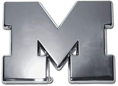 Michigan MICH Wolverines Premium Metal Auto Emblem (Chrome)