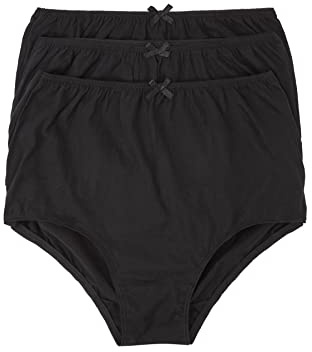 Marlon Womens Veronica Black 100% Cotton Full Brief Pack Of 3, Black, 12-14