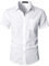 PARKLEES Men's Fitted Cotton Linen Casual Short Sleeve Button Up Shirts Lightweight Beach Tops with Pocket EU-PZLSC34-White Small