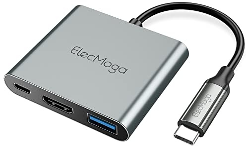 USB C auf HDMI, ElecMoga 3-IN-1 USB C HDMI Adapter mit 4K@30Hz und USB 3.0, Unterstützt 100W Schnellladung,USB C Hub kompatibel mit MacBook Pro/Air, Samsung, Huawei, Surface Book, HP,Pixel und mehr