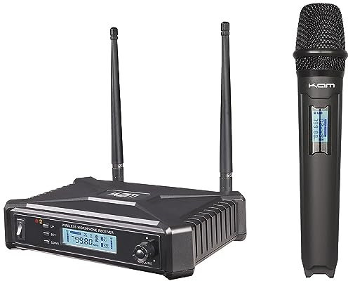 KAM KWM1935 Single Wireless Microphone System with UHF Multi-Channel Receiver, LCD Display, and 50m Range