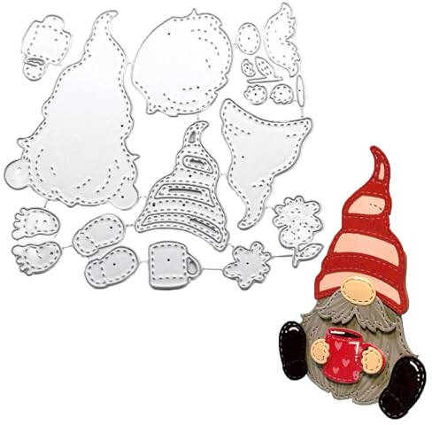 Mezrkuwr Metall-Stanzformen - Weihnachtszwerg, Frühlingsblume, Metallschnitt-Schablonen, DIY Scrapbooking, Weihnachtskarte