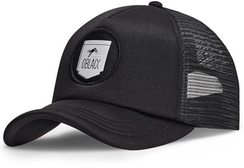 Oblack Trucker Cap Kinder Schwarz Cap Jung Classic Kids Total Black Basecap Herren Kappe Herren mit Schwarz Mütze für Jungen Snapback Caps Männer Hut - Baseball Cap