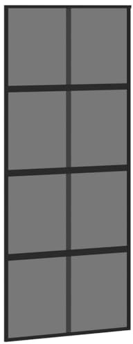 vidaXL Puerta Corredera, Puerta Corrediza, Panel de Privacidad, Puerta Decorativa para Granero Hogar, Vidrio Templado y Aluminio Negra