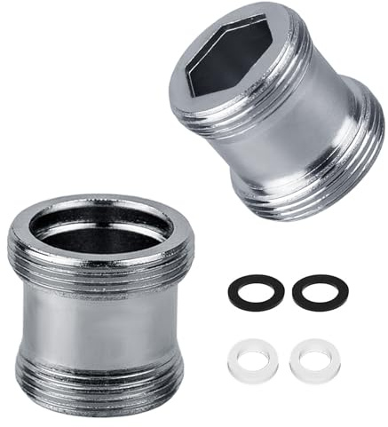 2-pack kranadapter M16 till M22 – gängadapter för yttre gänga M16 och M22, perfekt för luftblandare och handfat