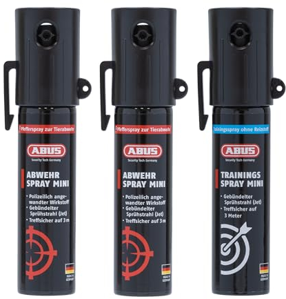 ABUS Abwehrspray SDS80 Mini zur Tierabwehr – hochwirksames Pfefferspray zur Selbstverteidigung bei Tierangriffen – mit Jet-Sprühstrahl für bis zu 3 m Reichweite – für kleine Hand- und Jackentaschen