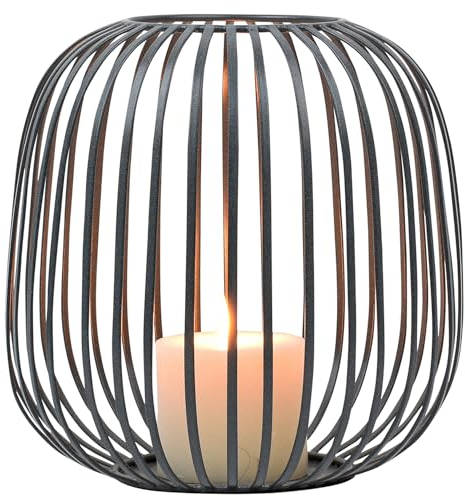 Marrakesch Skandinavische Deko Teelichthalter rund aus Metall Draht 28cm groß schwarz | Windlicht Salio als Frühling Wohnzimmer Tisch Deko | Exquisite Kerzenständer für Teelichter als Dekoration