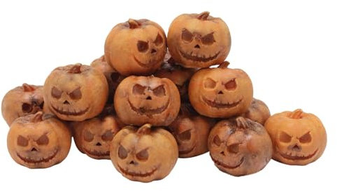 Zucca in resina di Halloween, statuetta ornamentale in resina a forma di zucca, zucca sorridente in miniatura in resina, modello ornamentale per casa infestata da interni
