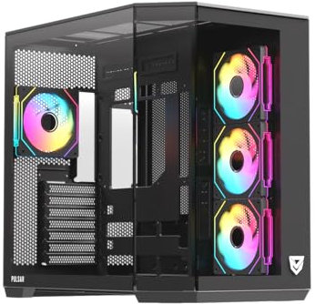 Nfortec Pulsar - Torre PC Gaming ATX – Cristal Templado, Malla Microperforada Desmontable sin Tornillos, Sin Filtros Antipolvo, 4 Ventiladores, USB-C, Líquida 360mm, Negra