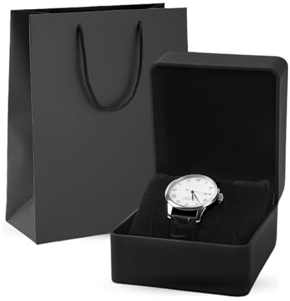 HuYiGGZ Watch Box Jewelry Storage Case Watch Gift Box PU Watch Storage Box with Pillow Bracelet Case Wristwatch Display Box for Shop, Jewelry, Watch Display(Black)
