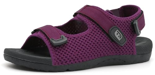 JOINFREE Women's Hiking Sandals Open Toe Walking Water Sandal with Comfortable Plantar Fasciitis Arch Support Athletic Yoga Mat Shoes for Beach Travel Thick Cushion Purple Size 8.5
