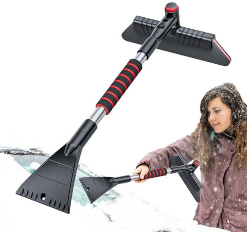 Rascador de hielo para parabrisas de coche, pala de hielo telescópica para ventanas de coche y extracción de nieve, herramienta multifuncional para limpieza de nieve para , camiones, vidrio de