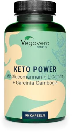 Vegavero Keto Power | Complejo para Control de Peso y Metabolismo | Con Glucomanano (Konjac 95%), Carnipure L-Carnitina, Cromo y Zinc | 90 Cápsulas | Testado en Laboratorio | Vegano y Sin Aditivos
