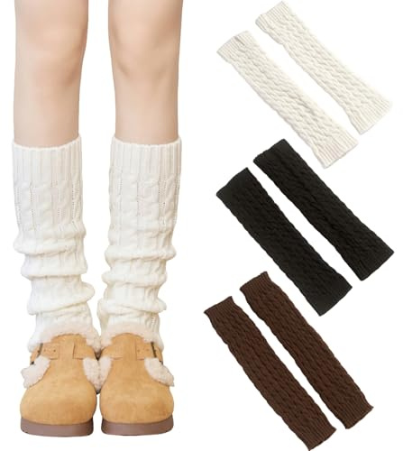 FangBoJie 3 Paar Stulpen Damen Leg Warmers Beinwärmer Winter Beinstulpen