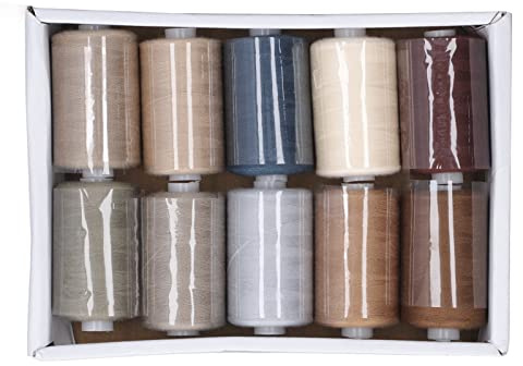 Symaskinstråd polyester brodertråd 10 färger grå serie hög draghållfasthet slät sytråd för broderi kläddekoration av