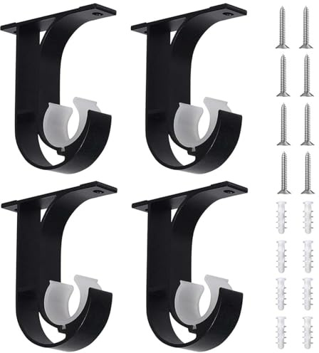 Xiciki 4 Stück Gardinenstange Halterung, Gardinenstangenhalter, Gardinenstangen Halterung Deckenhalterung Gardinenstange, für Gardinen Kleiderstange Duschstange