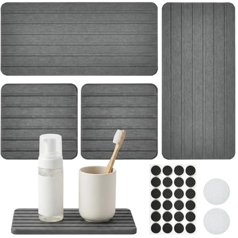 escurridor diatomita para Cocina y Baño 4 Pcs, piedra secado rapido
