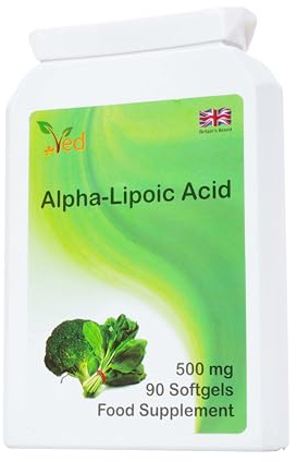 Ved ácido alfa lipoico | Sin OMG, Sin Gluten | Ayuda a mantener el nivel de azúcar en la sangre | 500mg, 90 cápsulas