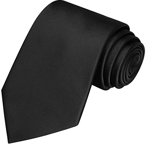 KissTies Mens Black Tie Solid Satin Ties Formal Necktie For Men + Gift Box